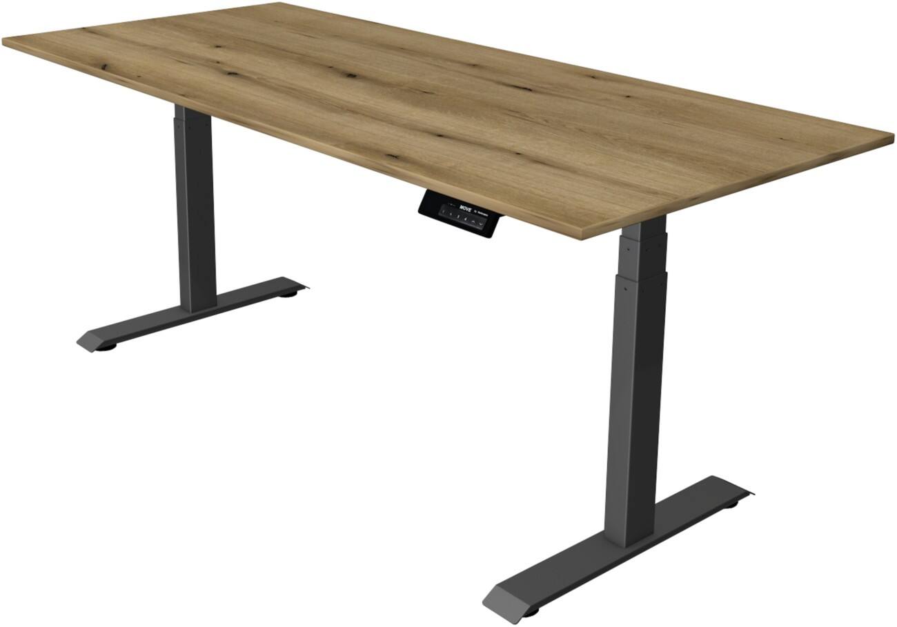 Kerkmann Elektrisch hoogteverstelbaar Zit-sta-bureau Rechthoekig T-voet 1,800(B) x 800 (D) x 1,270 (H) mm Melamine, Spaanplaat, Staal