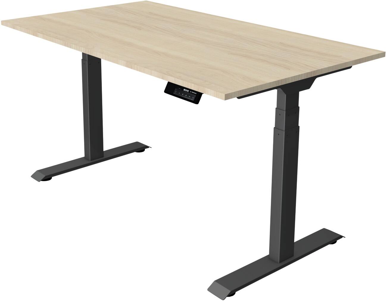 Kerkmann Elektrisch hoogteverstelbaar Zit-sta-bureau Rechthoekig T-voet 1,400(B) x 800 (D) x 1,270 (H) mm Melamine, Spaanplaat, Staal