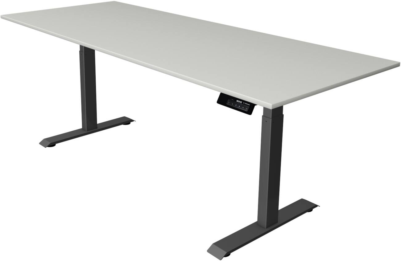 Kerkmann Elektrisch hoogteverstelbaar Zit-sta-bureau Rechthoekig T-voet 2,000(B) x 800 (D) x 1,270 (H) mm Melamine, Spaanplaat, Staal