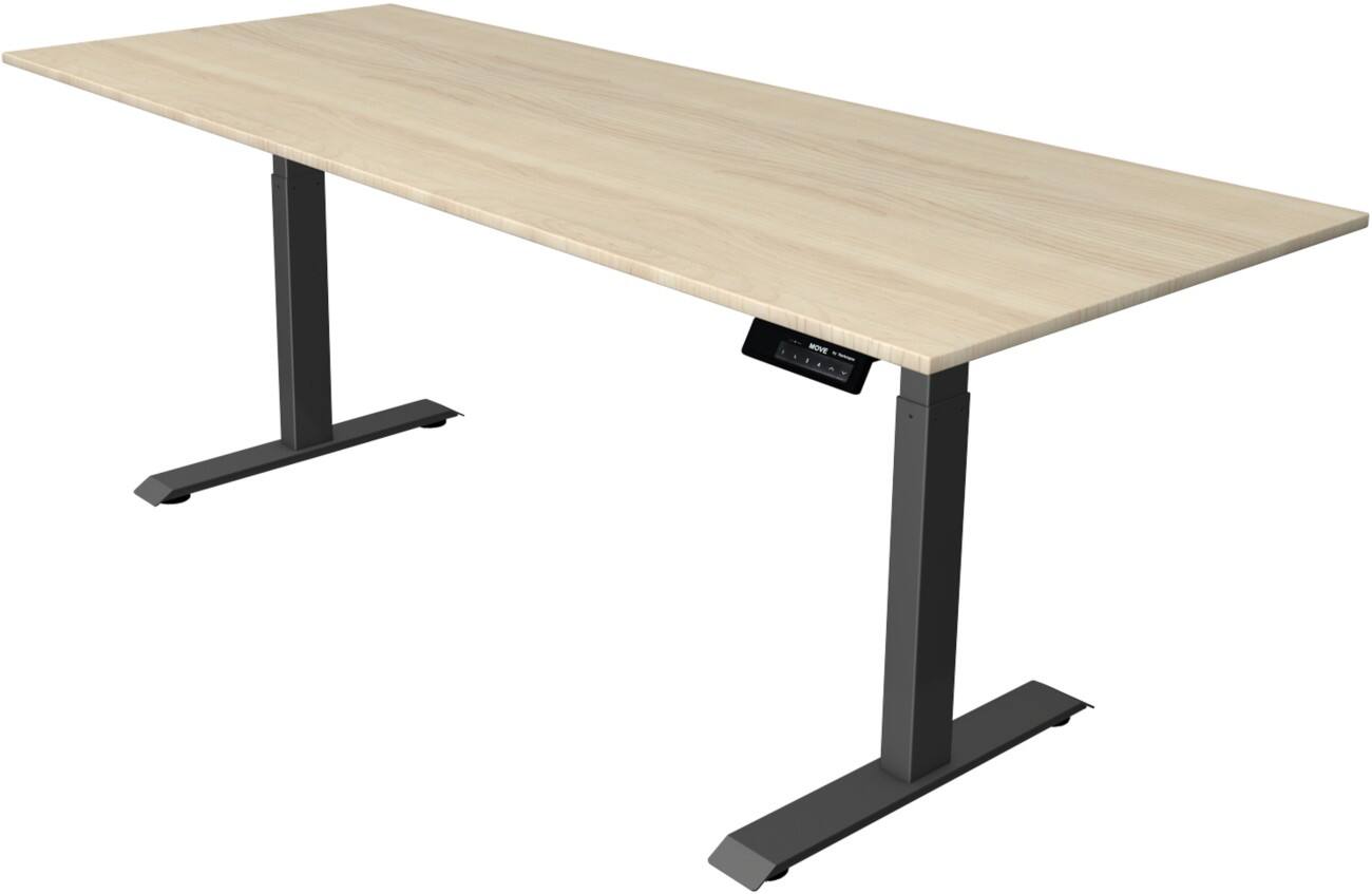 Kerkmann Elektrisch hoogteverstelbaar Zit-sta-bureau Rechthoekig T-voet 2,000(B) x 800 (D) x 1,270 (H) mm Melamine, Spaanplaat, Staal