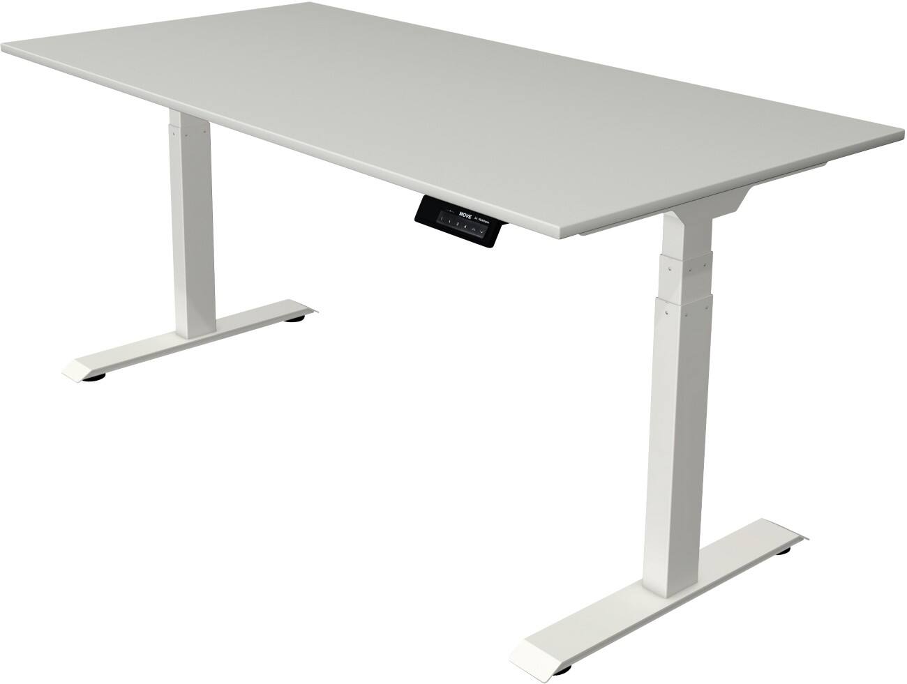 Kerkmann Elektrisch hoogteverstelbaar Zit-sta-bureau Rechthoekig T-voet 1,600(B) x 800 (D) x 1,270 (H) mm Melamine, Spaanplaat, Staal