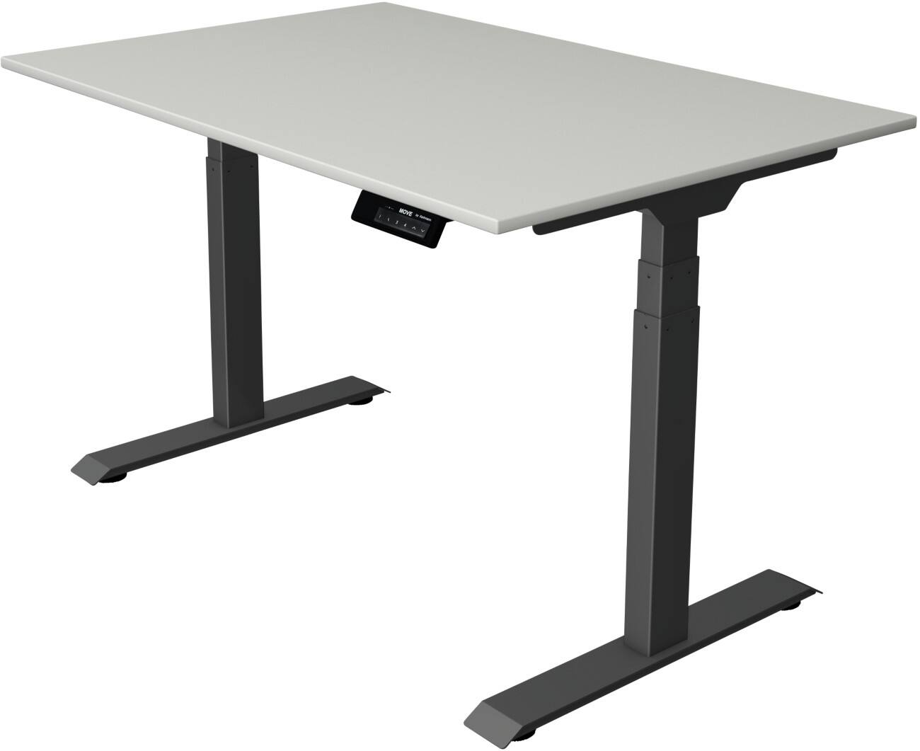 Kerkmann Elektrisch hoogteverstelbaar Zit-sta-bureau Rechthoekig T-voet 1,200(B) x 800 (D) x 1,270 (H) mm Melamine, Spaanplaat, Staal