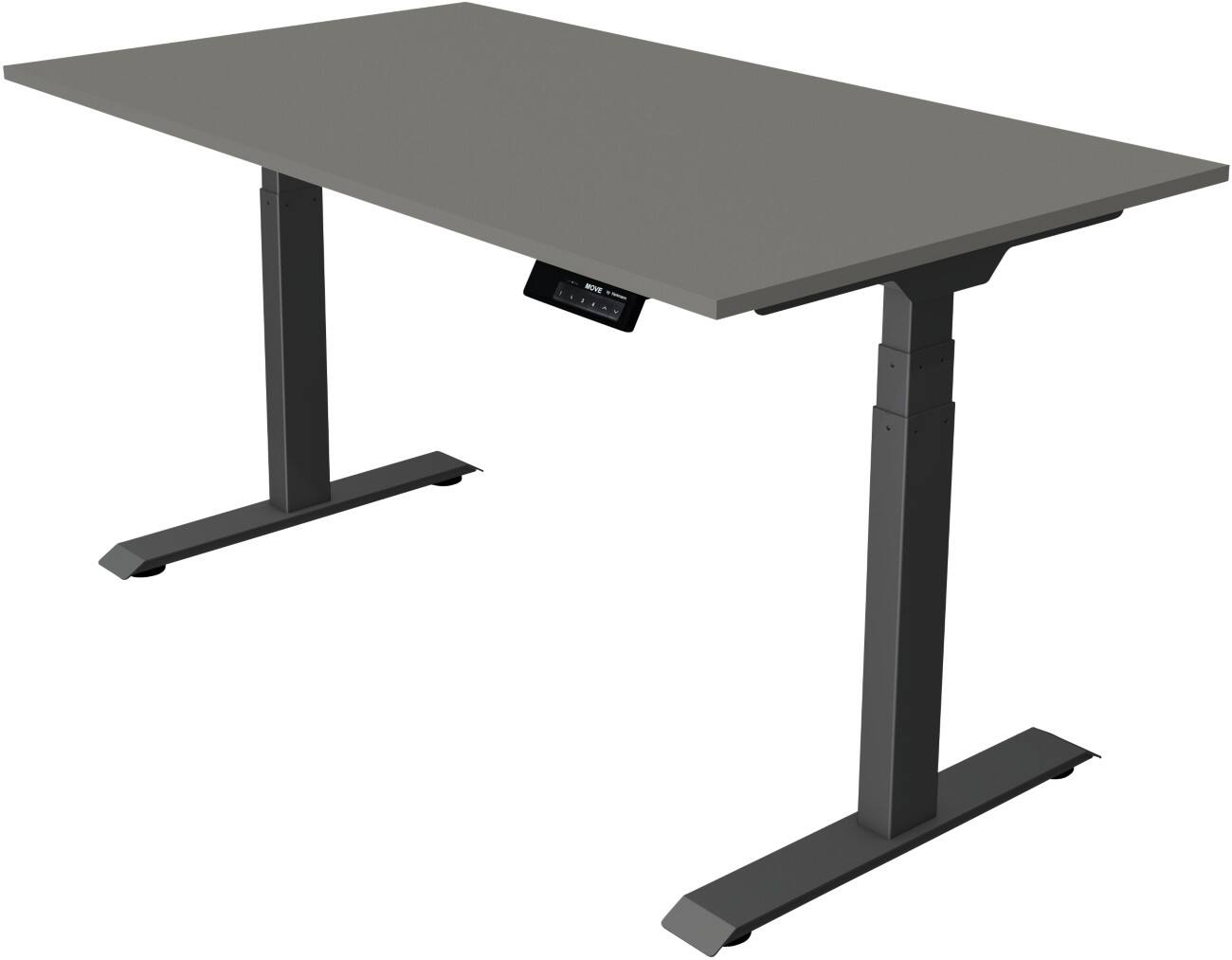 Kerkmann Elektrisch hoogteverstelbaar Zit-sta-bureau Rechthoekig T-voet 1,400(B) x 800 (D) x 1,270 (H) mm Melamine, Spaanplaat, Staal