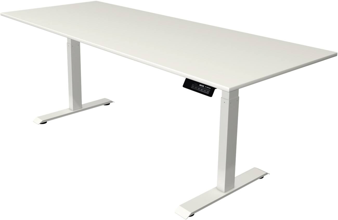 Kerkmann Elektrisch hoogteverstelbaar Zit-sta-bureau Rechthoekig T-voet 2,000(B) x 800 (D) x 1,270 (H) mm Melamine, Spaanplaat, Staal