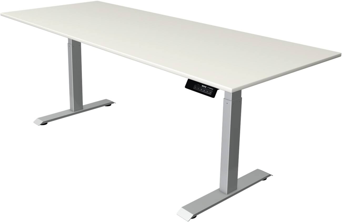 Kerkmann Elektrisch hoogteverstelbaar Zit-sta-bureau Rechthoekig T-voet 2,000(B) x 800 (D) x 1,270 (H) mm Melamine, Spaanplaat, Staal