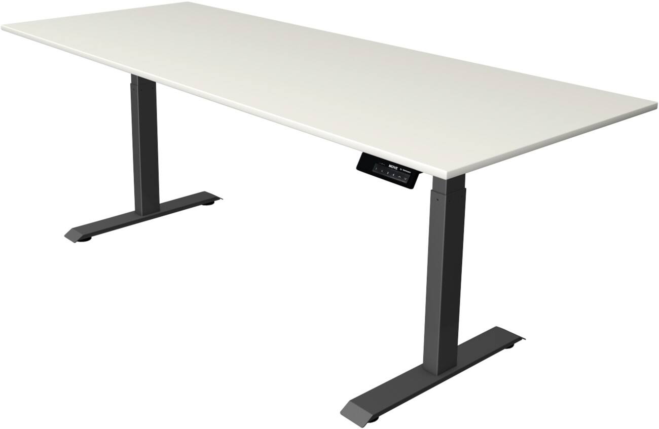 Kerkmann Elektrisch hoogteverstelbaar Zit-sta-bureau Rechthoekig T-voet 2,000(B) x 800 (D) x 1,270 (H) mm Melamine, Spaanplaat, Staal