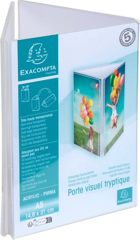 Exacompta Office Bordhouder A5 T-vorm 15 (B) x 14,5 (D) x 21,2 (H) cm Transparant 10 Stuks