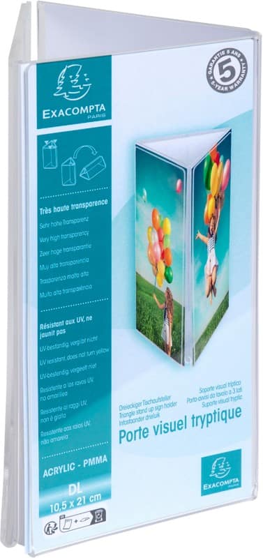 Exacompta Office Bordhouder Driehoekig 9,5 (B) x 9,5 (D) x 21,2 (H) cm Transparant Pak van 10