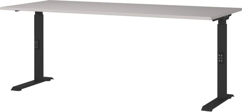 GERMANIA Hoogteverstelbaar Zit-sta-bureau Metaal, spaanplaat Kasjmier, zwart C-Voet 1,800 x 800 x 910 mm