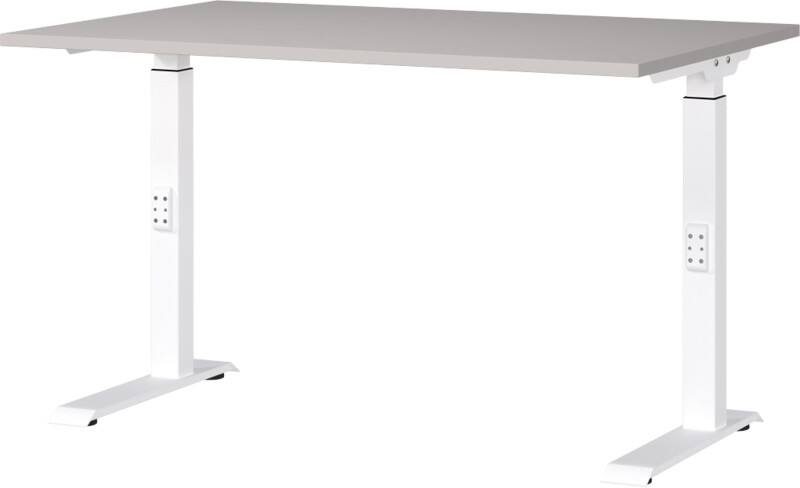 GERMANIA Hoogteverstelbaar Zit-sta-bureau Metaal, spaanplaat Kasjmier, wit C-Voet 1,200 x 800 x 910 mm