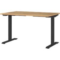 GERMANIA Hoogteverstelbaar Zit-sta-bureau Metaal, spaanplaat Eiken, zwart T-Voet 1,200 x 800 x 1,200 mm