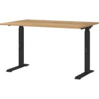 GERMANIA Hoogteverstelbaar Zit-sta-bureau Metaal, spaanplaat Eiken, zwart C-Voet 1,200 x 800 x 910 mm
