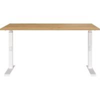 GERMANIA Hoogteverstelbaar Zit-sta-bureau Metaal, spaanplaat Eiken, wit C-Voet 1,400 x 800 x 910 mm