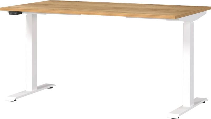 GERMANIA GW-Mailand Hoogteverstelbaar Zit-sta-bureau Bruin Eiken T-Voet 1,400 (B) x 800 (D) x 1,200 (H) mm Spaanplaat, metaal