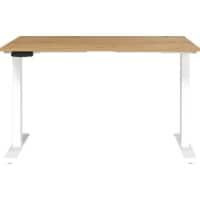 GERMANIA Hoogteverstelbaar Zit-sta-bureau Eiken Metaal, spaanplaat Eiken, wit T-Voet 1,200 x 800 x 1,200 mm