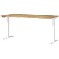 GERMANIA Hoogteverstelbaar Zit-sta-bureau Eiken Metaal, spaanplaat Eiken, wit T-Voet 1,600 x 800 x 1,200 mm