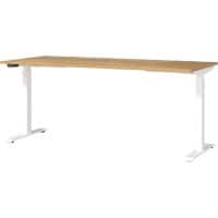 GERMANIA Hoogteverstelbaar Zit-sta-bureau Eiken Metaal, spaanplaat Eiken, wit T-Voet 1,800 x 800 x 1,200 mm