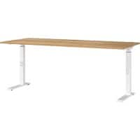 GERMANIA Hoogteverstelbaar Zit-sta-bureau Metaal, spaanplaat Eiken, wit C-Voet 1,800 x 800 x 910 mm