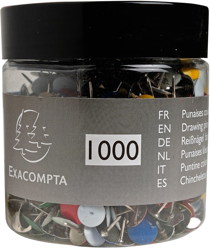 Exacompta Punaises PS (Polystyreen) 9,5 mm Kleurenassortiment Pak van 1000