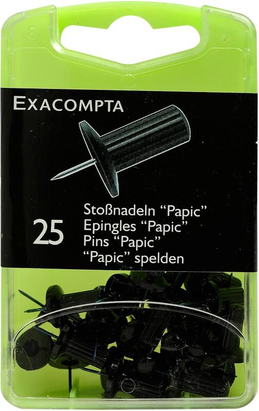 Exacompta Papic Punaises PS (Polystyreen) 10 mm Zwart Pak van 25
