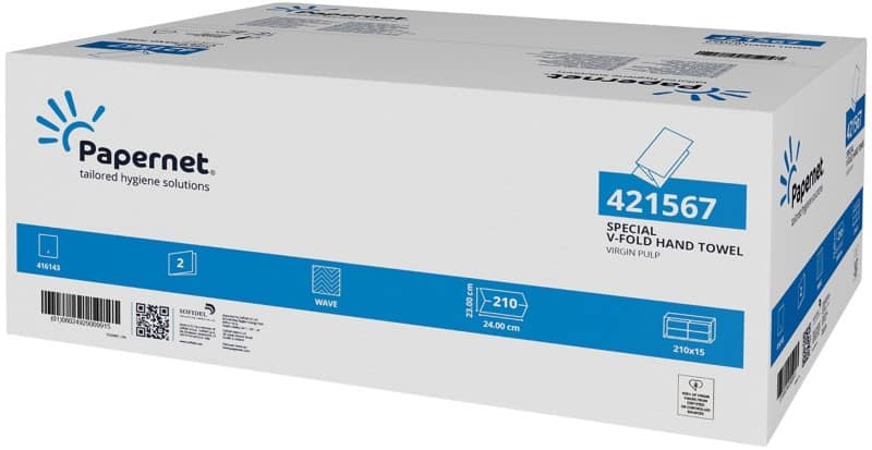 Papernet Special Handdoek V-vouw Wit 2-laags 421567 15 Stuks à 210 Vellen