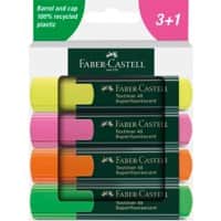 Faber-Castell Textliner 48 Tekstmarker Kleurenassortiment Medium Beitelpunt 1 - 5 mm Navulbaar 4 Stuks