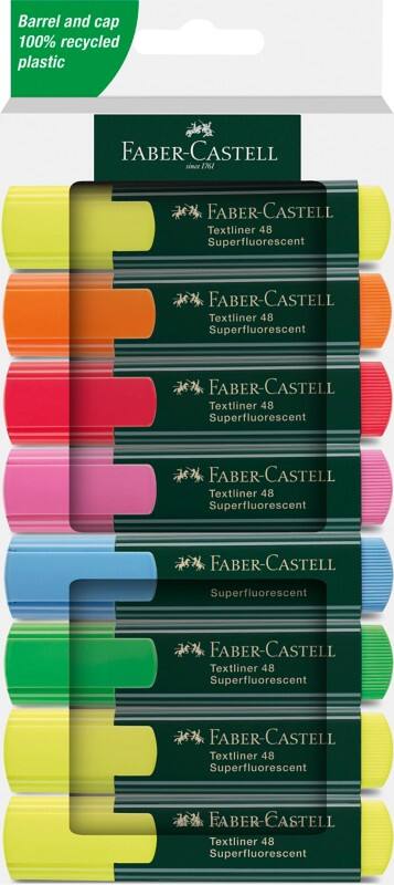 Faber-Castell Textliner 48 Tekstmarker Kleurenassortiment Medium Beitelpunt 1 - 5 mm Navulbaar 8 Stuks