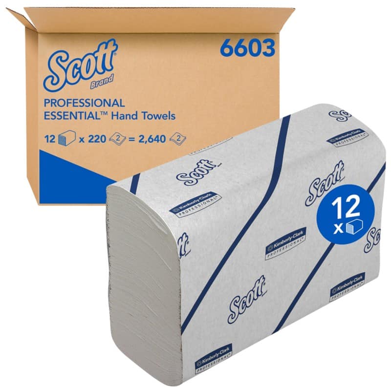Scott MAINLINE Handdoek Smalle vouw Wit 6603 12 Stuks à 220 Vellen