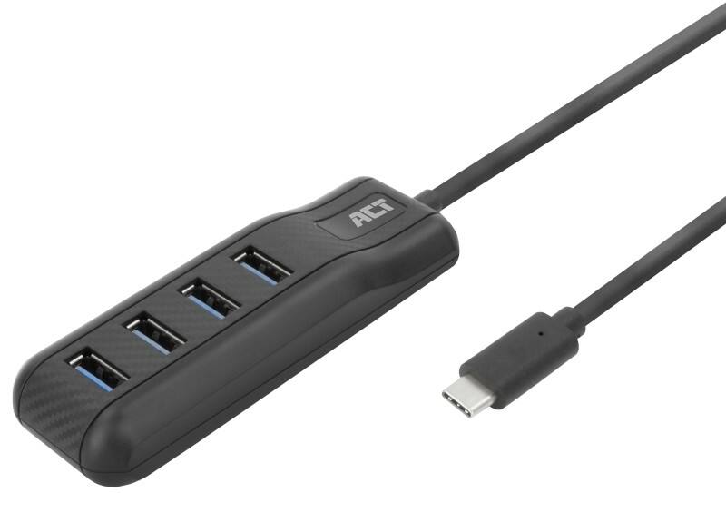 ACT USB-hub USB-C mannelijk USB-A vrouwelijk 0,5 m Zwart