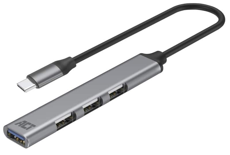 ACT USB-hub USB-C mannelijk USB-A vrouwelijk 0,18 m Grijs