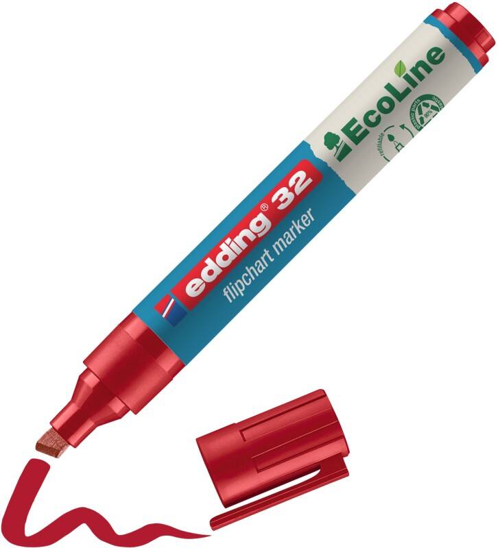 edding ecoline E-32 Flipovermarker Beitelpunt - 5 mm Rood Navulbaar