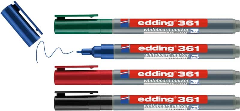 edding E-361 Whiteboard-marker Kleurenassortiment Ronde punt - 1 mm 4 Stuks