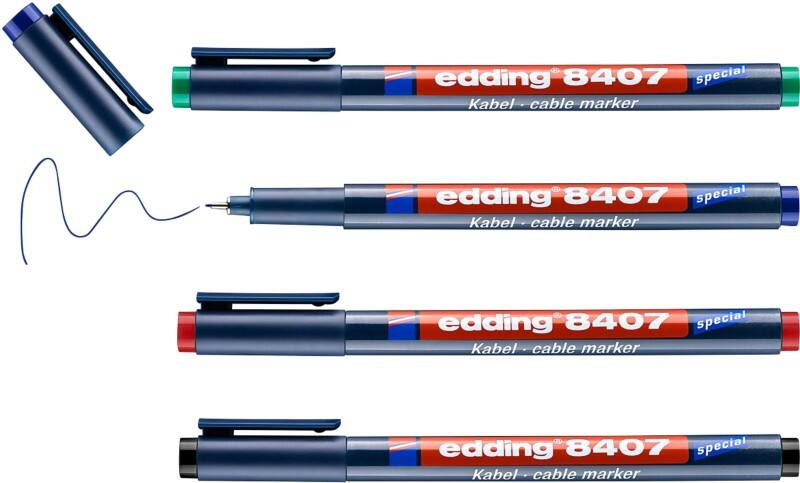 edding E-8407 Marker Kleurenassortiment Ronde punt 0,3 mm 4 Stuks