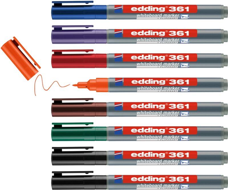 edding E-361 Whiteboard-marker Kleurenassortiment Ronde punt - 1 mm 8 Stuks