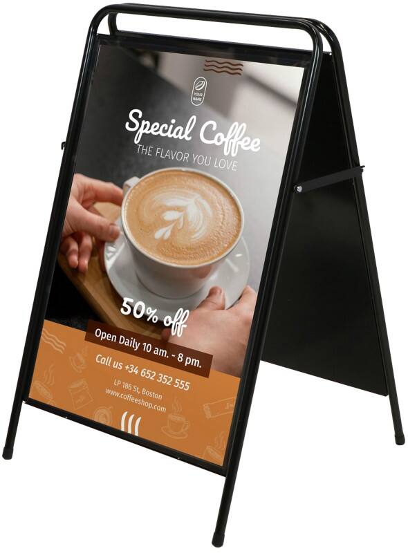 SHOWDOWN Stoepbord Vloer 2 Panelen 50 x 70 cm Staal Zwart Weerbestendig ZPES50x70BL