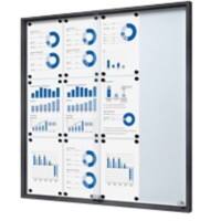 SHOWDOWN Vitrine Magnetisch 12 x A4 Wandmontage Afsluitbaar Binnen 90,6 (B) x 94,8 (H) cm Antraciet