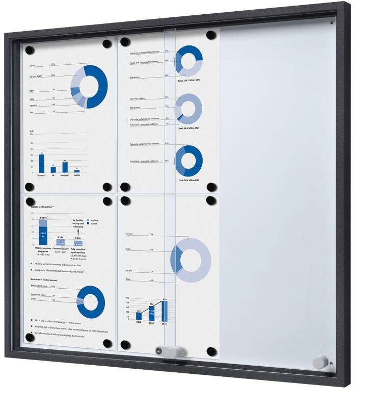 SHOWDOWN Vitrine Magnetisch 6 x A4 Wandmontage Afsluitbaar Binnen 68,6 (B) x 64,1 (H) cm Antraciet