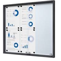 SHOWDOWN Vitrine Magnetisch 6 x A4 Wandmontage Afsluitbaar Binnen 68,6 (B) x 64,1 (H) cm Antraciet