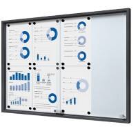 SHOWDOWN Vitrine Magnetisch 8 x A4 Wandmontage Afsluitbaar Binnen 90,6 (B) x 64,1 (H) cm Antraciet