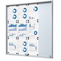 SHOWDOWN Vitrine Magnetisch 12 x A4 Wandmontage Afsluitbaar Binnen 90,6 (B) x 94,8 (H) cm Zilver