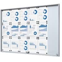 SHOWDOWN Vitrine Magnetisch 18 x A4 Wandmontage Afsluitbaar Binnen 134,6 (B) x 94,8 (H) cm Zilver