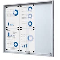 SHOWDOWN Vitrine Magnetisch 6 x A4 Wandmontage Afsluitbaar Binnen 68,6 (B) x 64,1 (H) cm Zilver