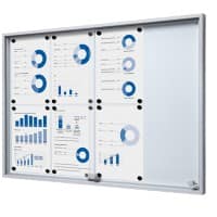 SHOWDOWN Vitrine Magnetisch 8 x A4 Wandmontage Afsluitbaar Binnen 90,6 (B) x 64,1 (H) cm Zilver