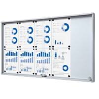 SHOWDOWN Vitrine Magnetisch 10 x A4 Wandmontage Afsluitbaar Binnen 64,1 (B) x 112,6 (H) cm Zilver