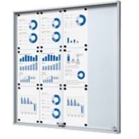 SHOWDOWN Vitrine Magnetisch 12 x A4 Wandmontage Afsluitbaar Binnen 94,8 (B) x 90,6 (H) cm Zilver
