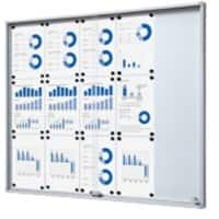 SHOWDOWN Vitrine Magnetisch 15 x A4 Wandmontage Afsluitbaar Binnen 94,8 (B) x 112,6 (H) cm Zilver