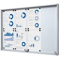 SHOWDOWN Vitrine Magnetisch 8 x A4 Wandmontage Afsluitbaar Binnen 67,5 (B) x 94 (H) cm Zilver