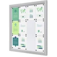 SHOWDOWN Vitrine Magnetisch 12 x A4 Wandmontage Afsluitbaar Buiten 97 (B) x 101,2 (H) cm Zilver
