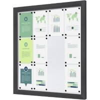 SHOWDOWN Vitrine Magnetisch 12 x A4 Wandmontage Afsluitbaar Buiten 97 (B) x 101,2 (H) cm Antraciet