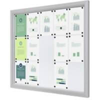 SHOWDOWN Vitrine Magnetisch 15 x A4 Wandmontage Afsluitbaar Buiten 119 (B) x 101,2 (H) cm Zilver